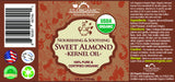 US Organic Sweet Almond Kernel Oil, 100% Pure Certified USDA Organic, 4 oz label