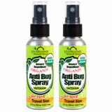 US Organic Anti Bug Spray Outdoor, two 2 fl oz travel-size bottles on white